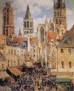Camille Pissarro The Old Marketplace in Rouen and the Rue de l-Epicerie oil painting